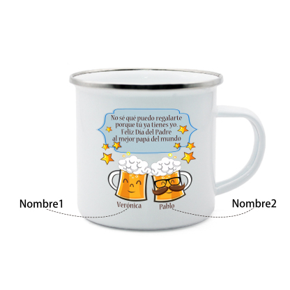 Taza para papá con 2 nombres personalizados-Jessemade ES