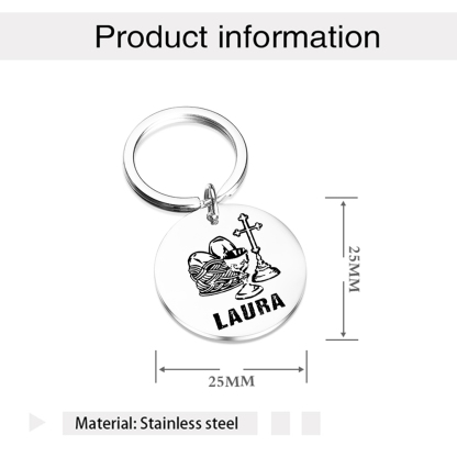 Comunión-Llavero con icono de comunión 1 foto y 1 nombre personalizados-Jessemade ES