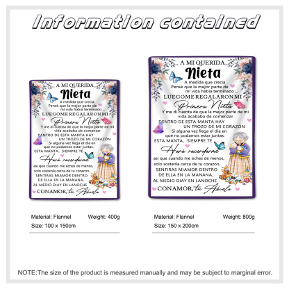 A mi nieta de abuela - Manta de buen calidad con frase amoroso-Jessemade ES