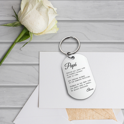 A mi papá-Llavero de placa con palabras amorosas personalizado con 1 nombre-Jessemade ES