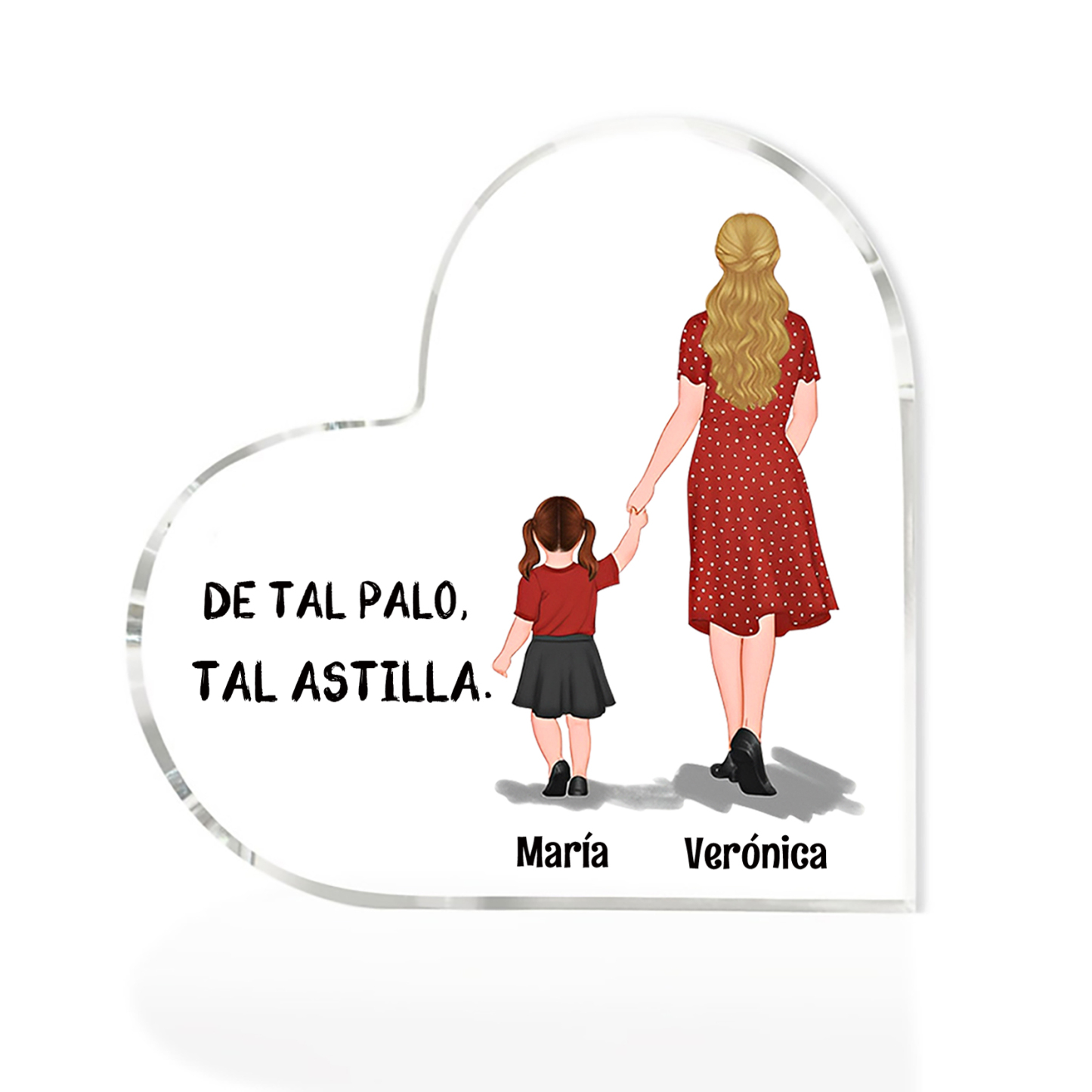 Placa de acrílico en forma de corazón mamá e hijos con 2-3 nombres personalizados-Jessemade ES