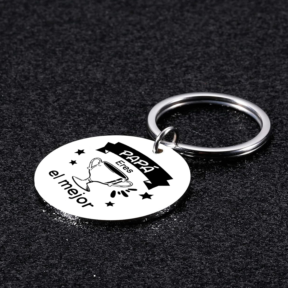 A mi papá-Llavero de placa redonda "Papá eres el mejor"-Jessemade ES