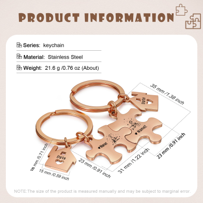 Llavero para pareja rompecabezas 2 nombres personalizados con fecha dije de casa-Jessemade ES