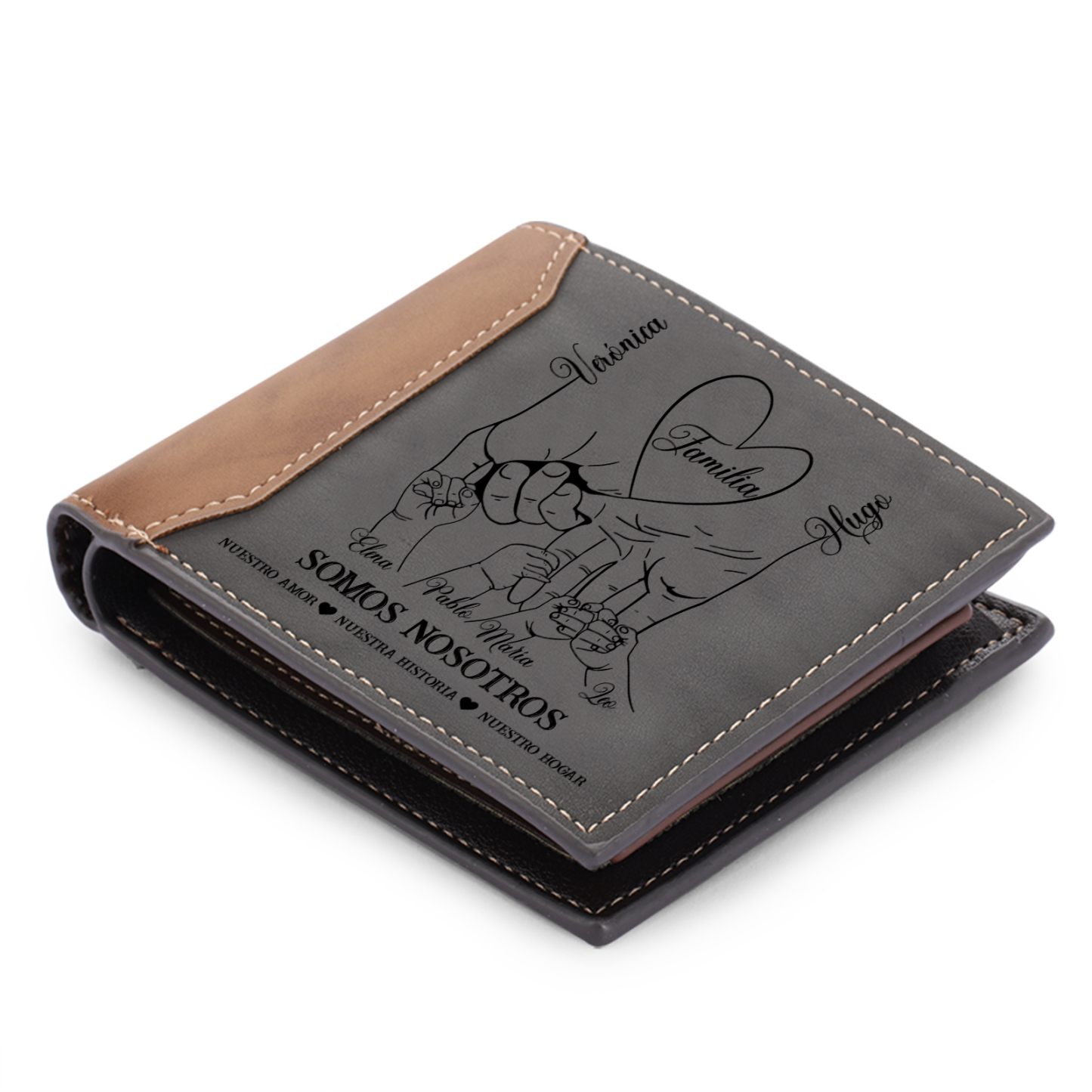 Cartera, billetera clásica 2-6 nombres personalizados mano a mano para hombre monedero-Jessemade ES