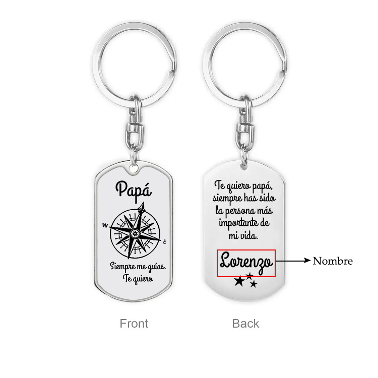A mi papá-Llavero Personalizado Brújula "Me Guías" 1 Nombre-Jessemade ES