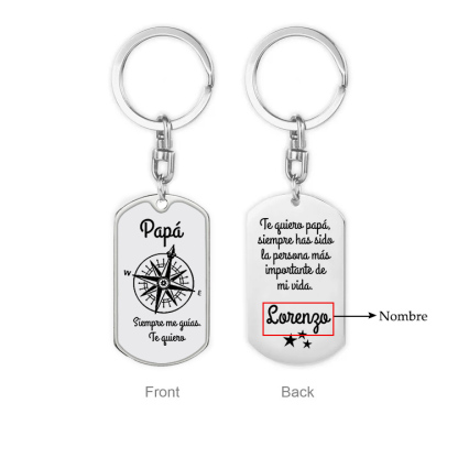 A mi papá-Llavero Personalizado Brújula "Me Guías" 1 Nombre-Jessemade ES