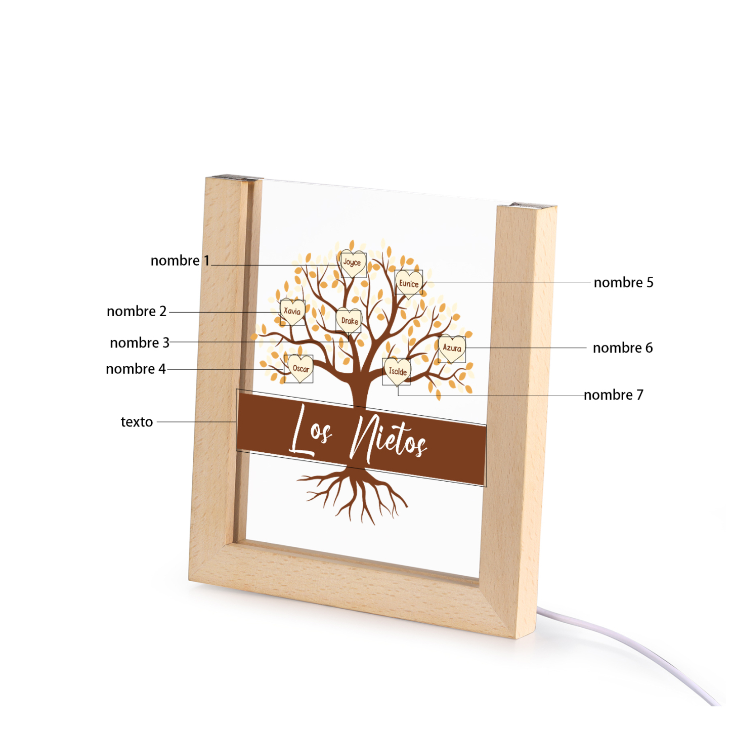 A mi mamá/abuela-Lámpara Personalizada con 2-8 Nombres y Texto "árbol" 3D Ilusión Luz de Noche-Jessemade ES