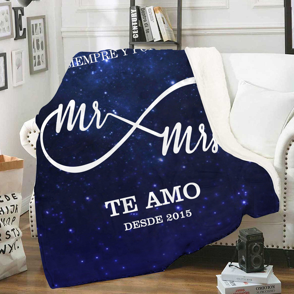 Pareja-Manta de buen calidad de infinito personalizada con 2 nombres y fecha-Jessemade ES