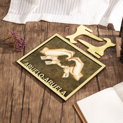 A mi abuela/abuelo-Adorno 2-8 nombres personalizados decoración de madera mano con mano-Jessemade ES