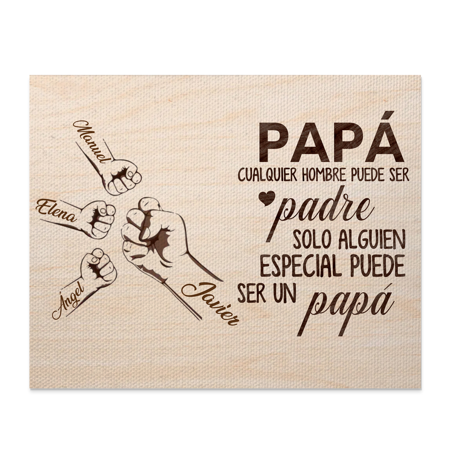 A mi papá - Lámina 2-6 nombres personalizados marco de madera puño con puño-Jessemade ES