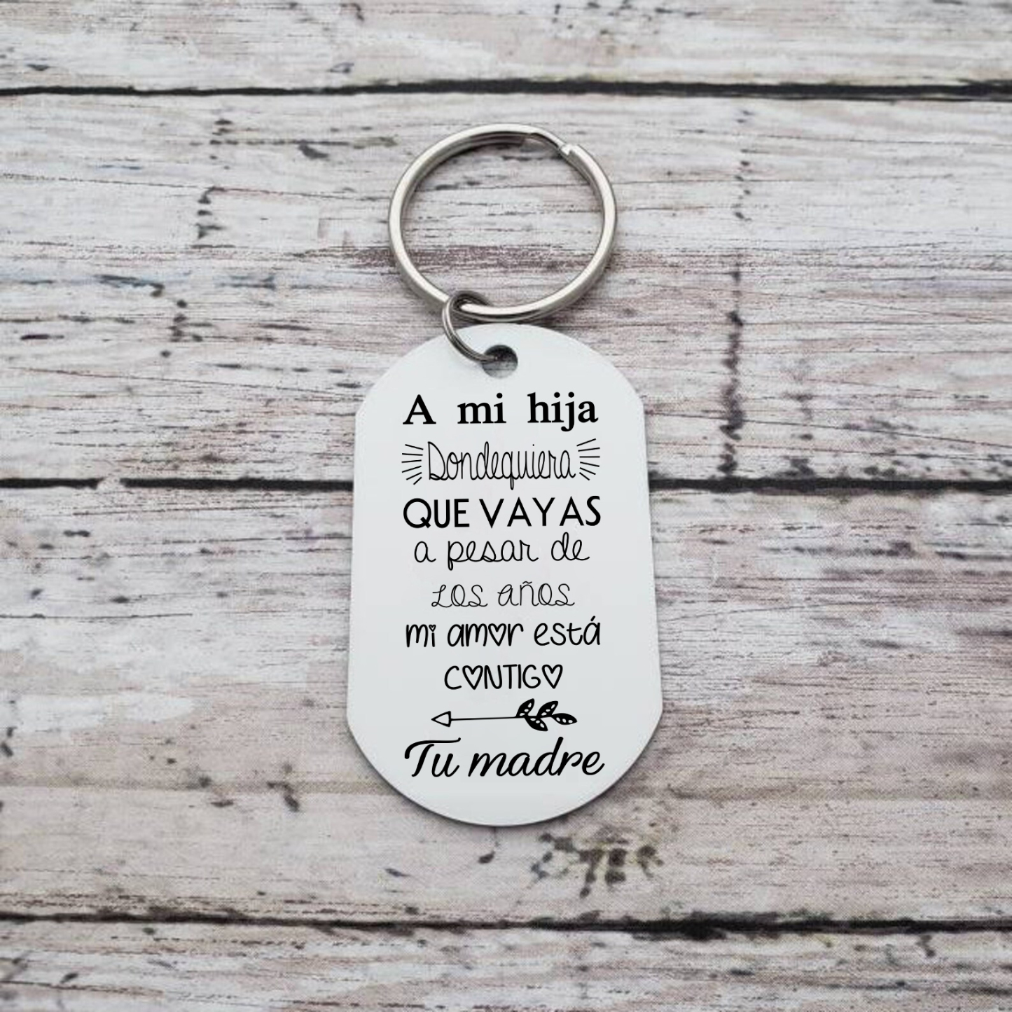 A mi hija-Llavero de placa "mi amor está contigo" de padres 1 foto personalizada-Jessemade ES