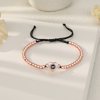 Pulsera con proyección de foto en color con dije de corazón pulsera de perlas ajustable-Jessemade ES
