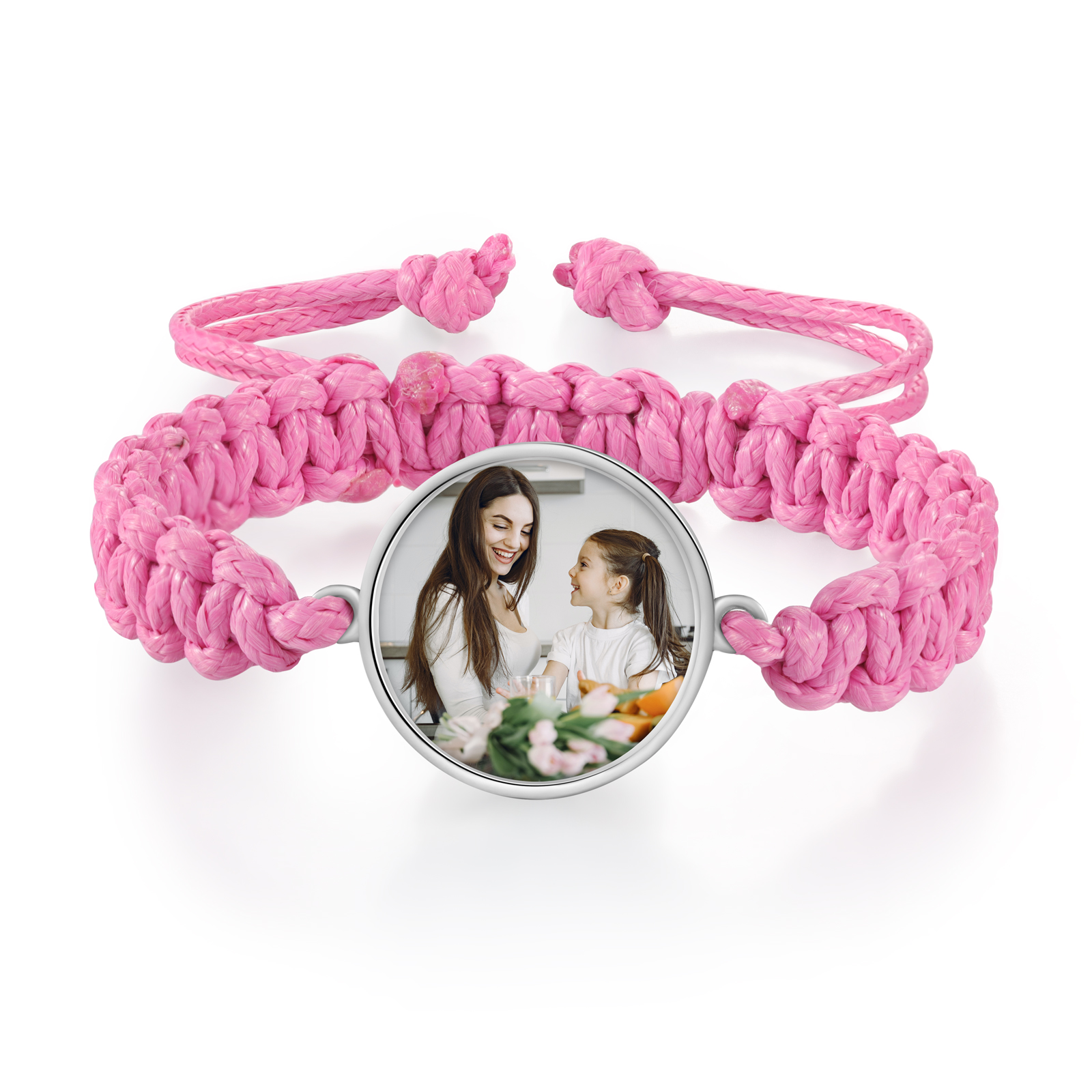 Pulsera de cuerda para familia con 2 fotos personalizadas para padres e hijos-Jessemade ES
