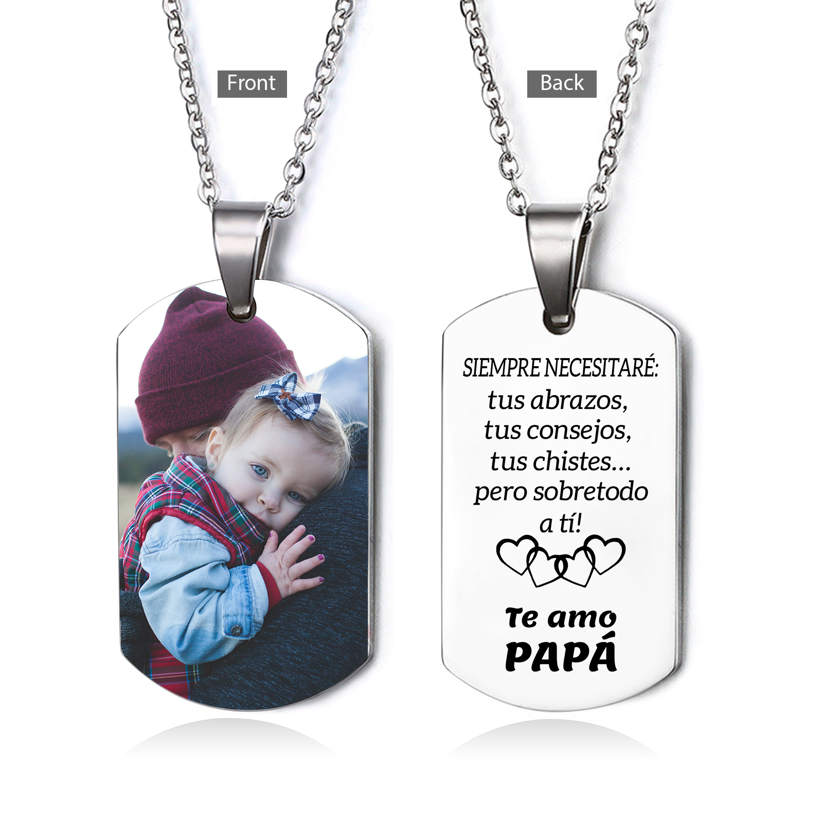 A MI PAPÁ-Collar de placa personalizada con foto-Jessemade ES