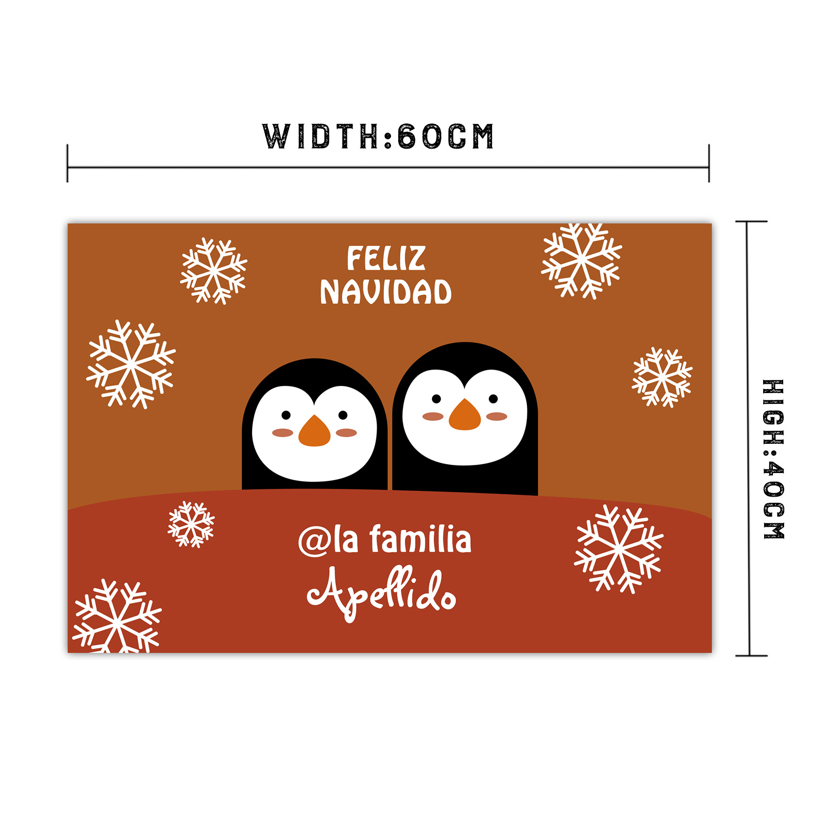 Navidad-felpudo/alfombra de entrada familia de pingüinos personalizado con apellido-Jessemade ES