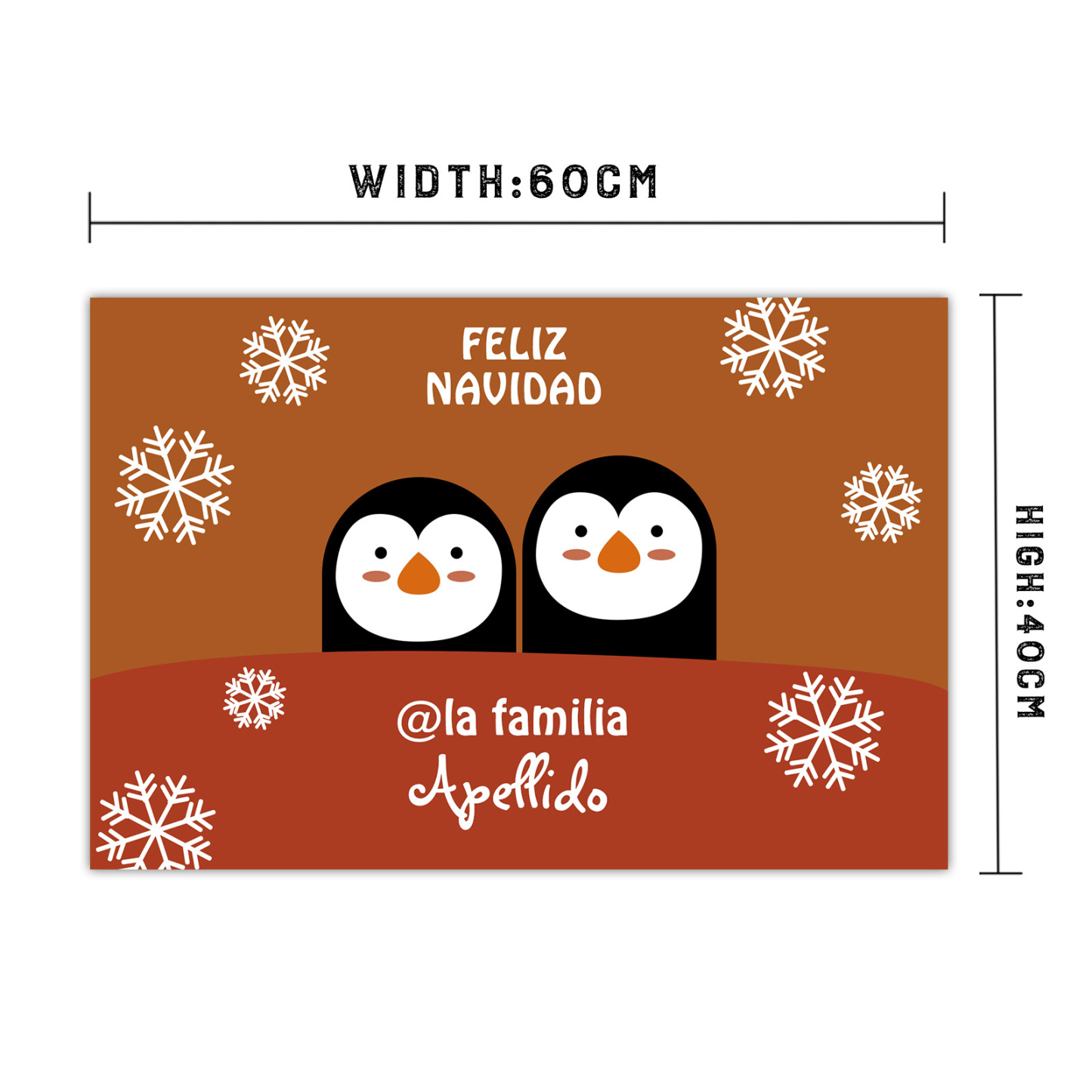 Navidad-felpudo/alfombra de entrada familia de pingüinos personalizado con apellido-Jessemade ES