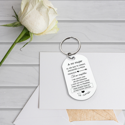 Llavero a mi mujer para pareja "Eres mi pieza perdida" 1 foto personalizada