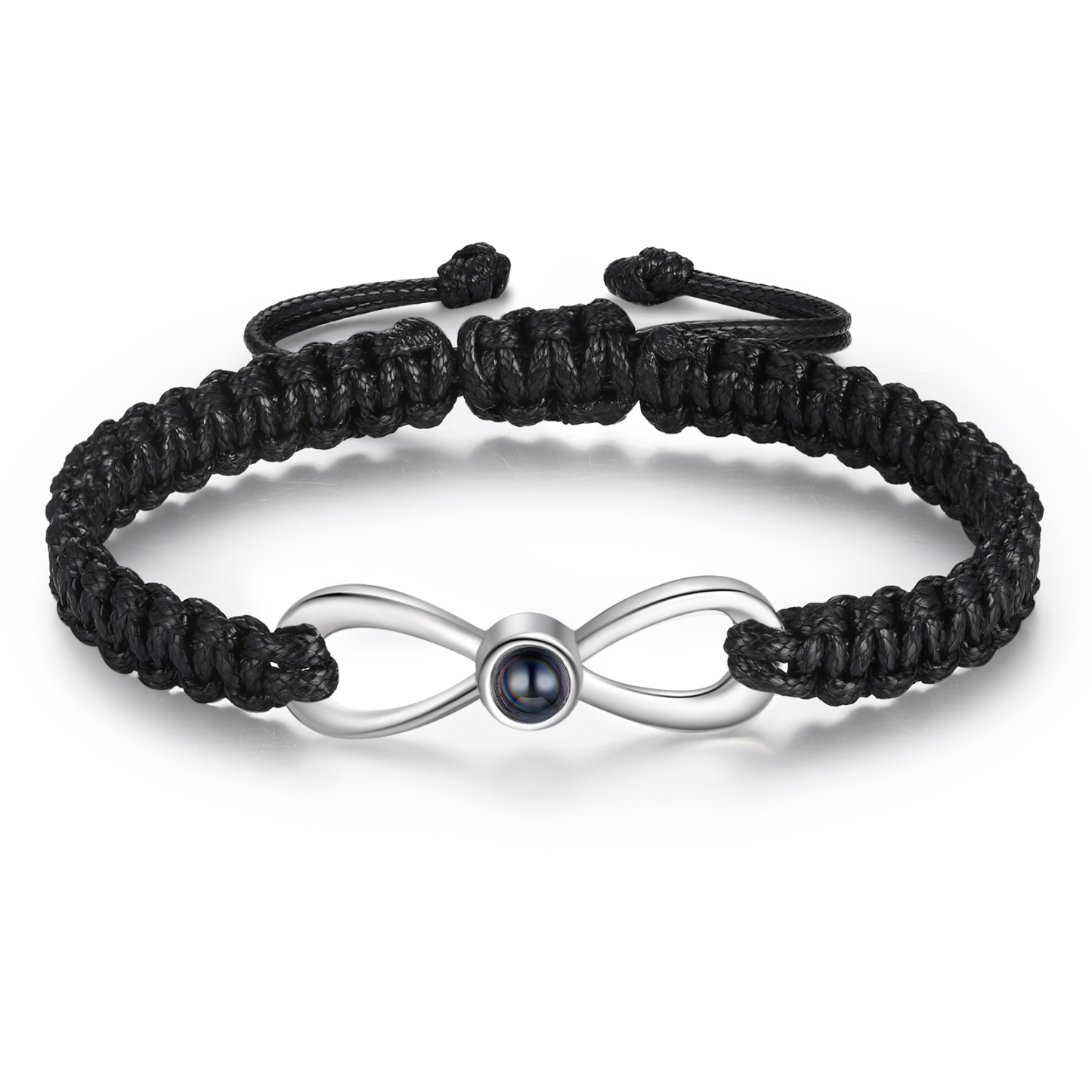 Pulsera con proyección de foto en color con dije de lazo y 3 colores de cuerda ajustable-Jessemade ES