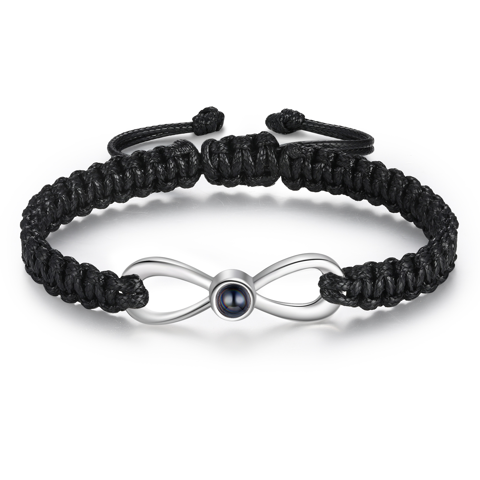 Pulsera con proyección de foto en color con dije de lazo y 3 colores de cuerda ajustable-Jessemade ES