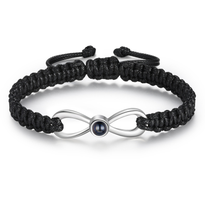 Pulsera con proyección de foto en color con dije de lazo y 3 colores de cuerda ajustable-Jessemade ES