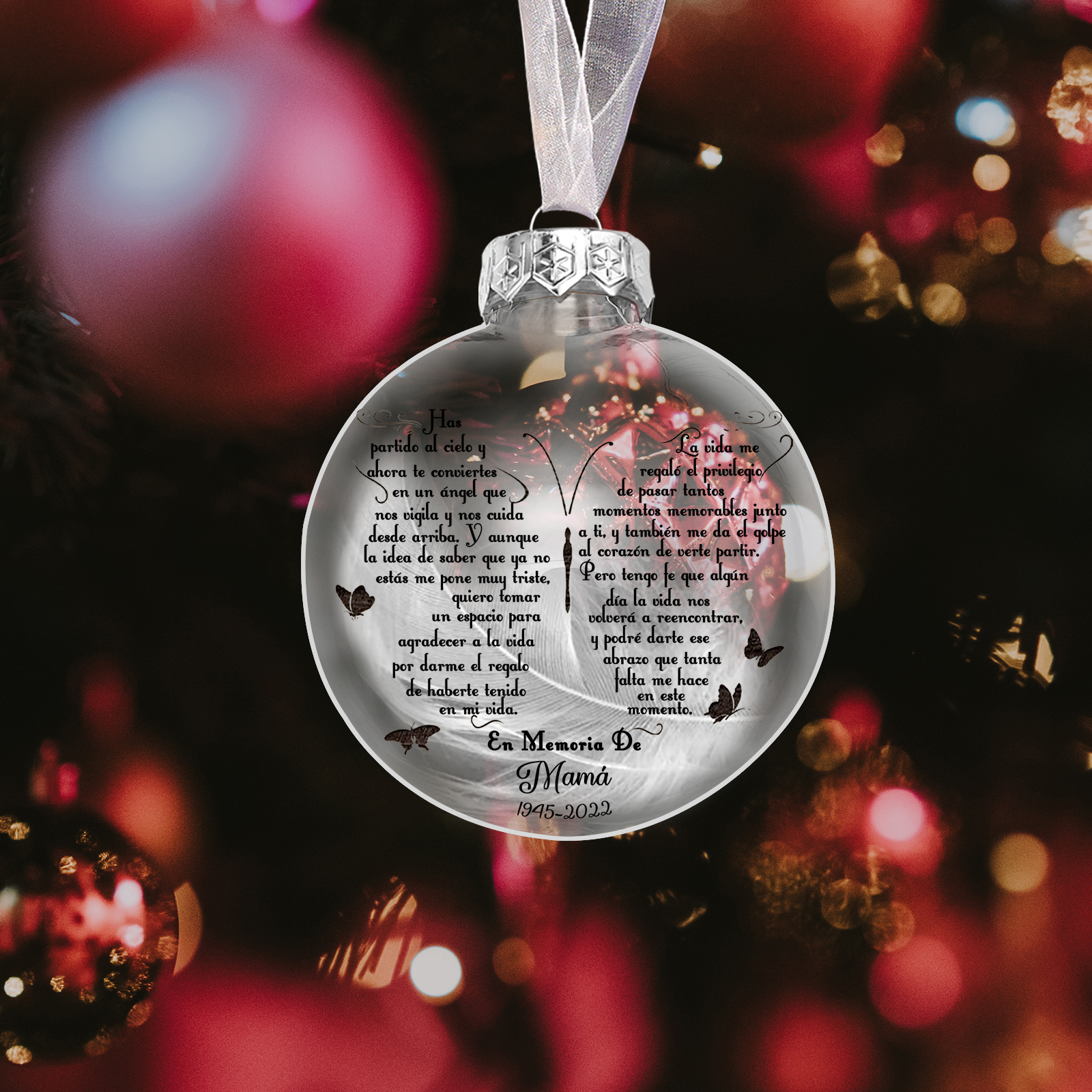 Bola navideña conmemorativa Adorno de Navidad 1 nombre y años personalizados con pluma -Jessemade ES