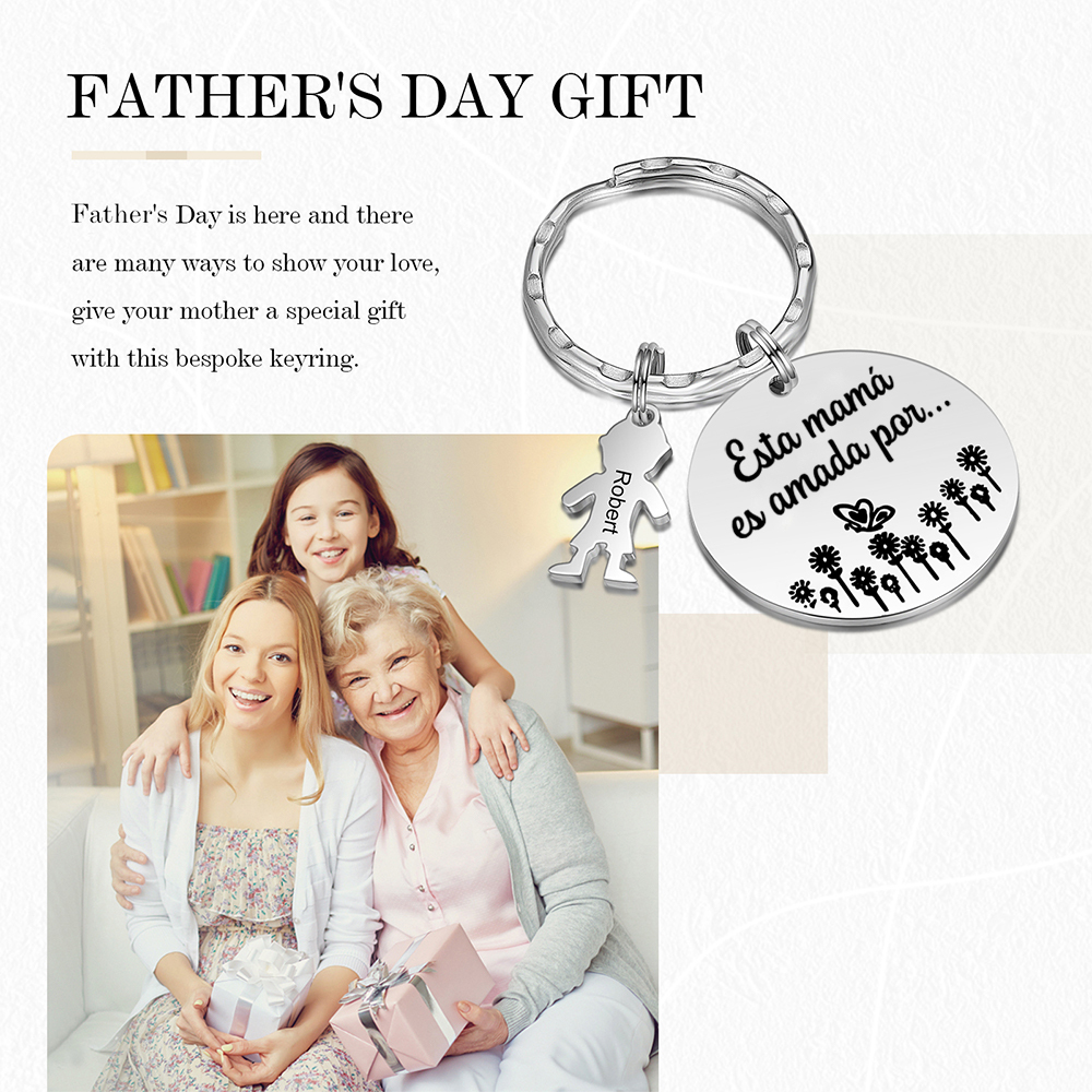 A mi mamá - Llavero con 1 nombre personalizado en "niño"-Jessemade ES