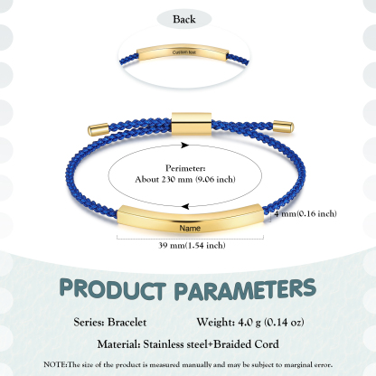 Pulsera de cuerda tejida a mano con nombre y texto personalizados seis colores