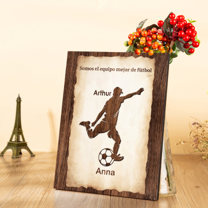 A mi papá - Lámina 2-7 nombres personalizados marco de madera equipo de fútbol-Jessemade ES