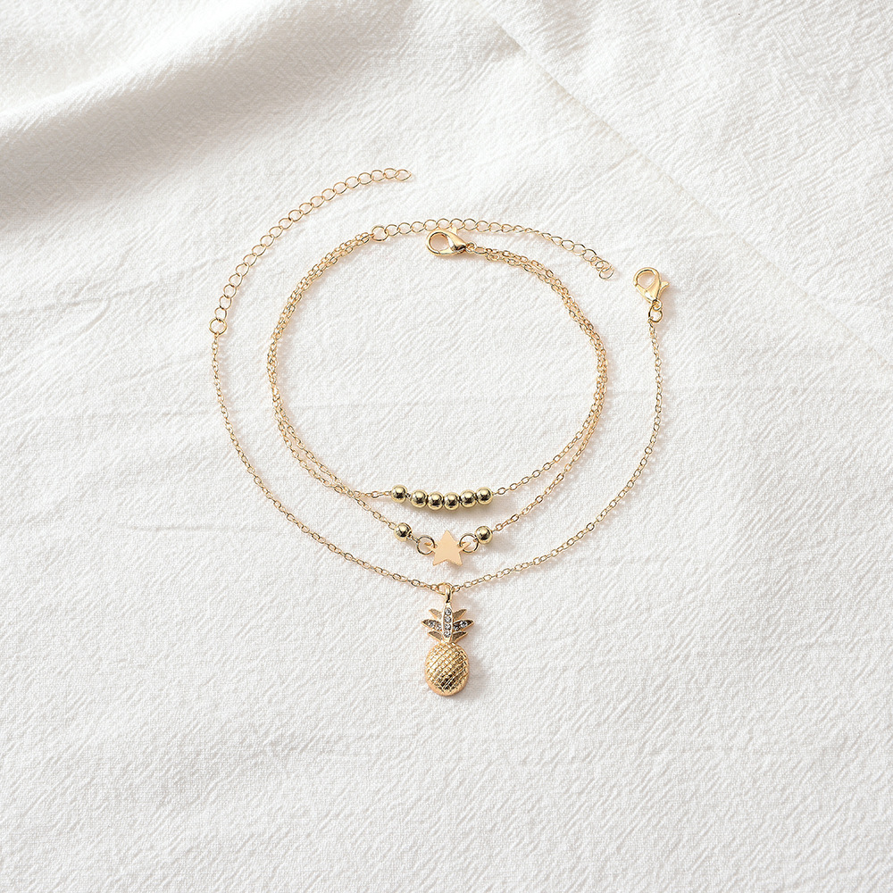 Pulsera de tobillo dos cadenas para mujer regalo de verano-Jessemade ES