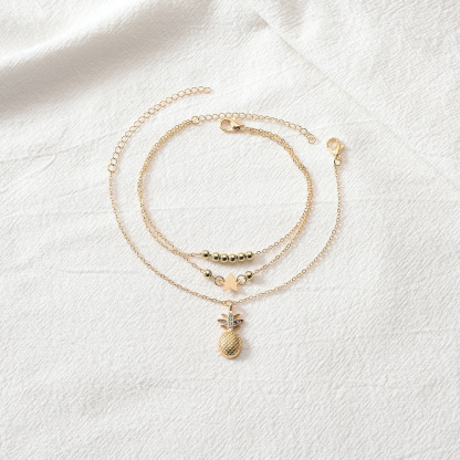 Pulsera de tobillo dos cadenas para mujer regalo de verano-Jessemade ES