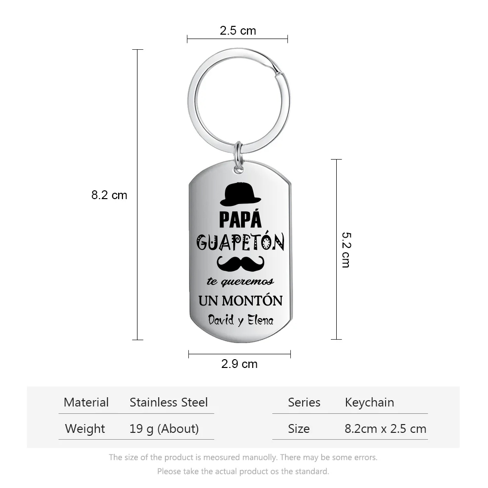 A mi papá-Llavero Personalizado PAPÁ GUAPETÓN 1 Texto-Jessemade ES
