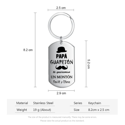 A mi papá-Llavero Personalizado PAPÁ GUAPETÓN 1 Texto-Jessemade ES
