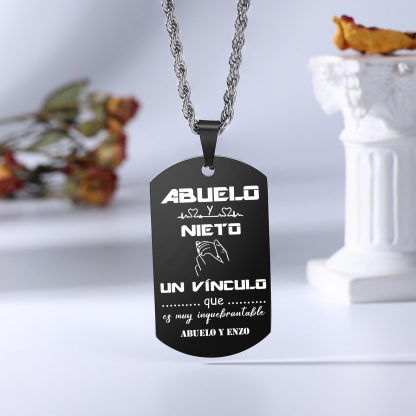 A MI ABUELO-Collar vínculo entre abuelo y nieto de placa personalizada con 1 texto-Jessemade ES