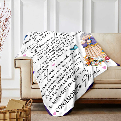 A mi nieta de abuela - Manta de buen calidad con frase amoroso-Jessemade ES