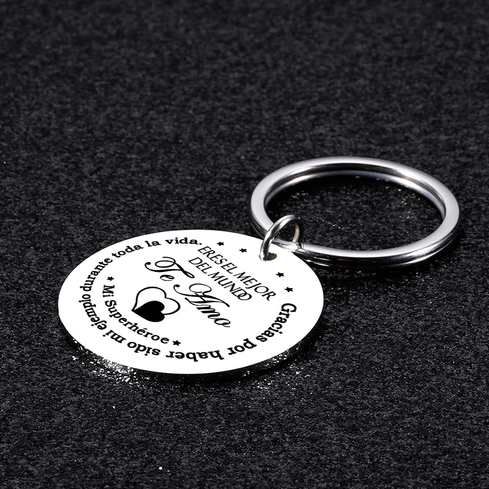 A mi papá-Llavero de placa redonda "papá mi superhéroe"-Jessemade ES