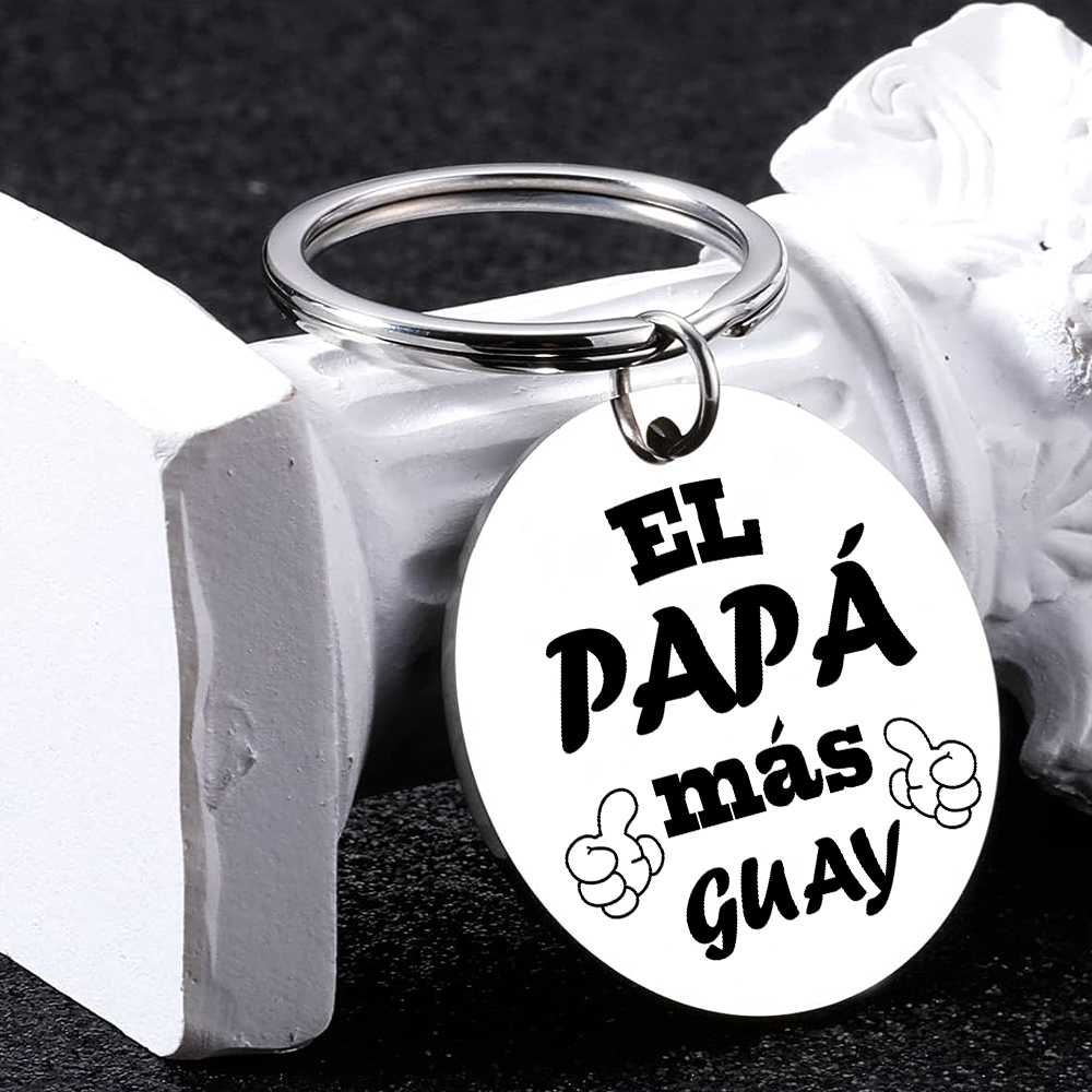 A mi papá-Llavero de placa redonda "papá más guay"-Jessemade ES