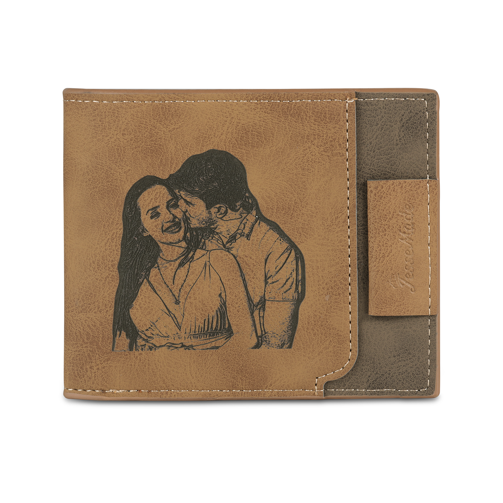 Cartera, billetera personalizada con 1 foto, 1 nombre y 1 letra monedero para hombre-Jessemade ES