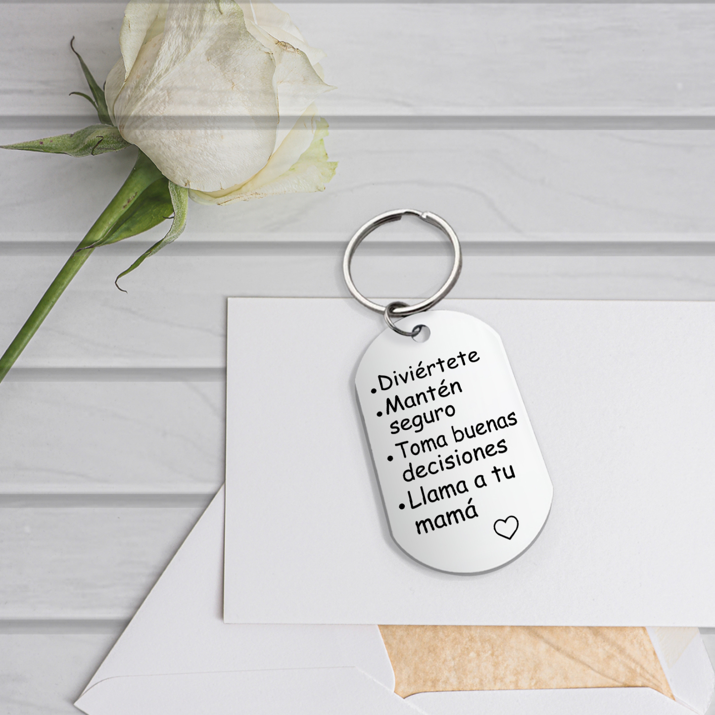 A mi hijo-Llavero de placa "Diviértete Mantén seguro" de padres y abuelos-Jessemade ES