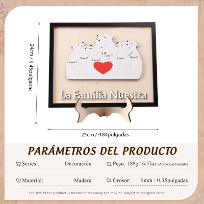 A familia-Adorno 2-6 nombres personalizados decoración de madera familia de canguros-Jessemade ES