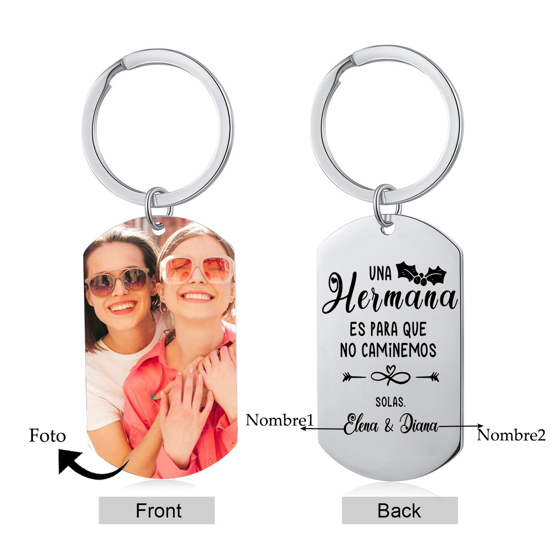 A mi hermana - Llavero con 2 nombres personalizados con foto-Jessemade ES