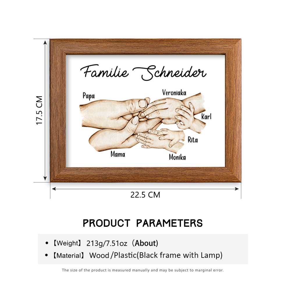 A mi papá-Marco de madera mano a mano 6 nombres personalizados con texto-Jessemade ES