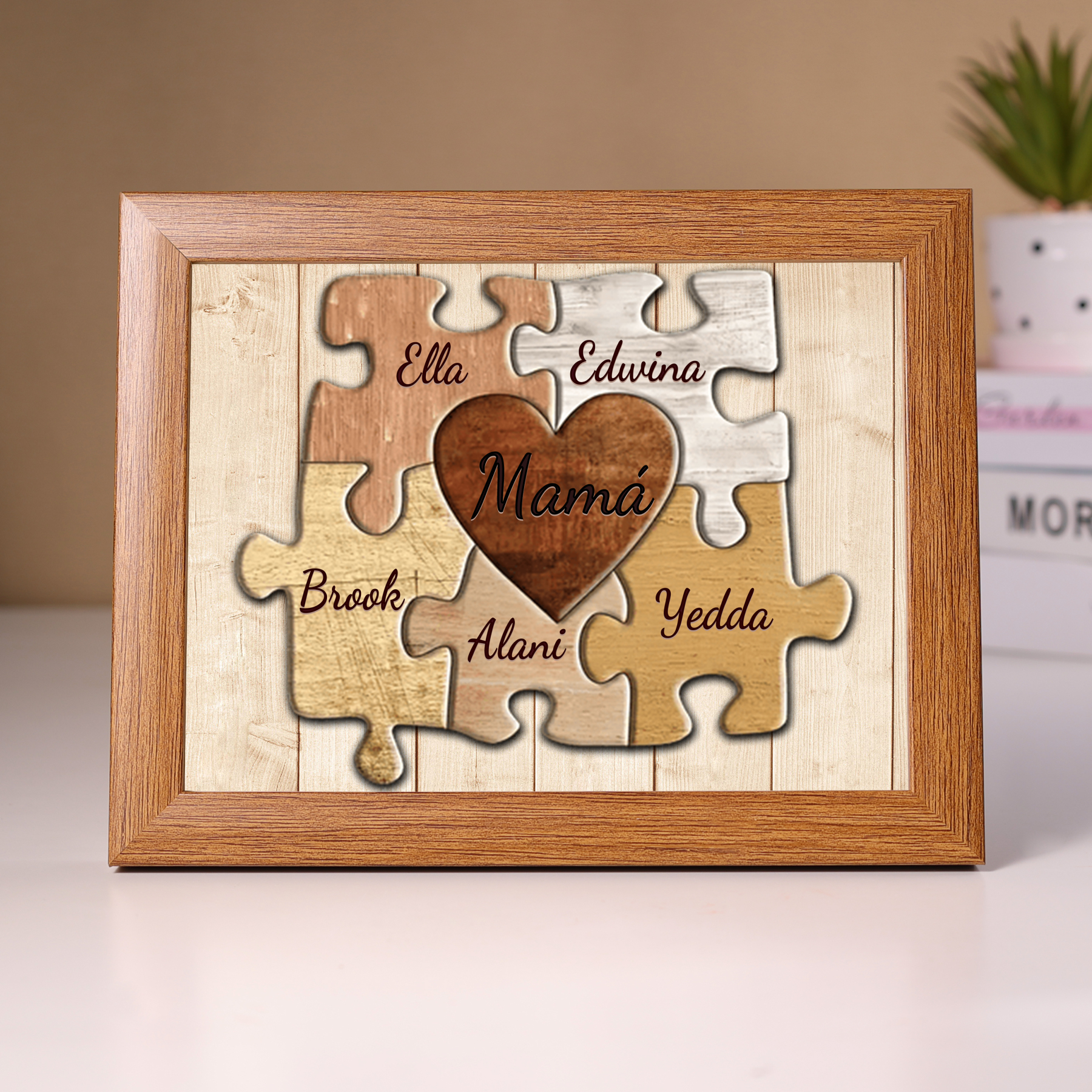 A mi mamá-Marco de 3-9 nombres personalizados rompecabezas de madera-Jessemade ES