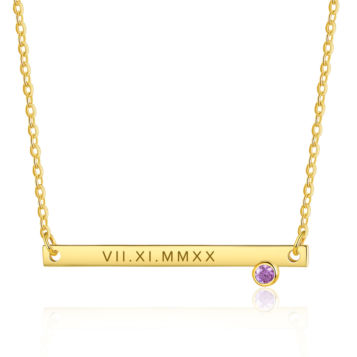 Collar con colgante de placa con 1-4 piedras de nacimiento personalizadas con texto-Jessemade ES