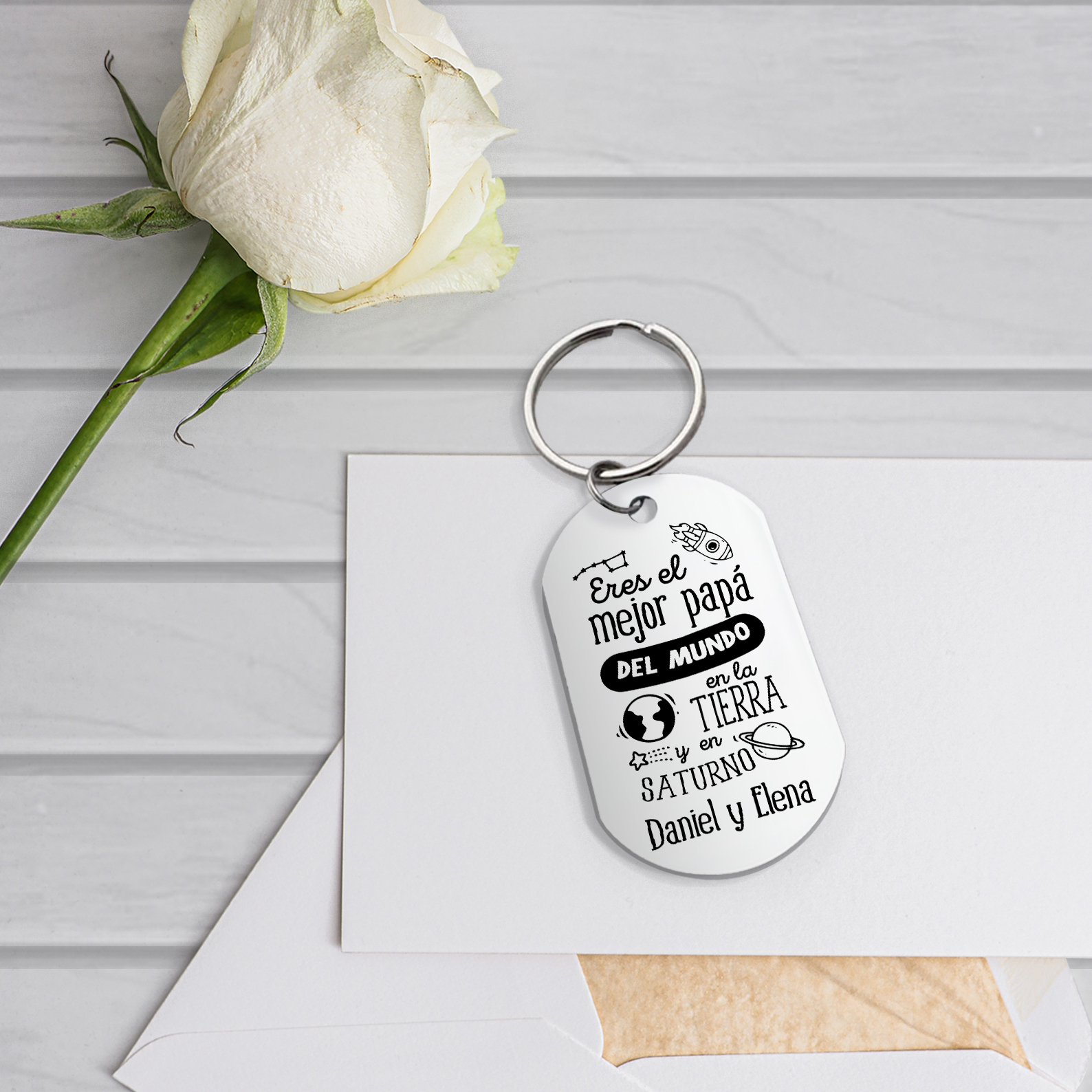 A mi papá-Llavero Personalizado EL MEJOR PAPÁ 1 Texto -Jessemade ES