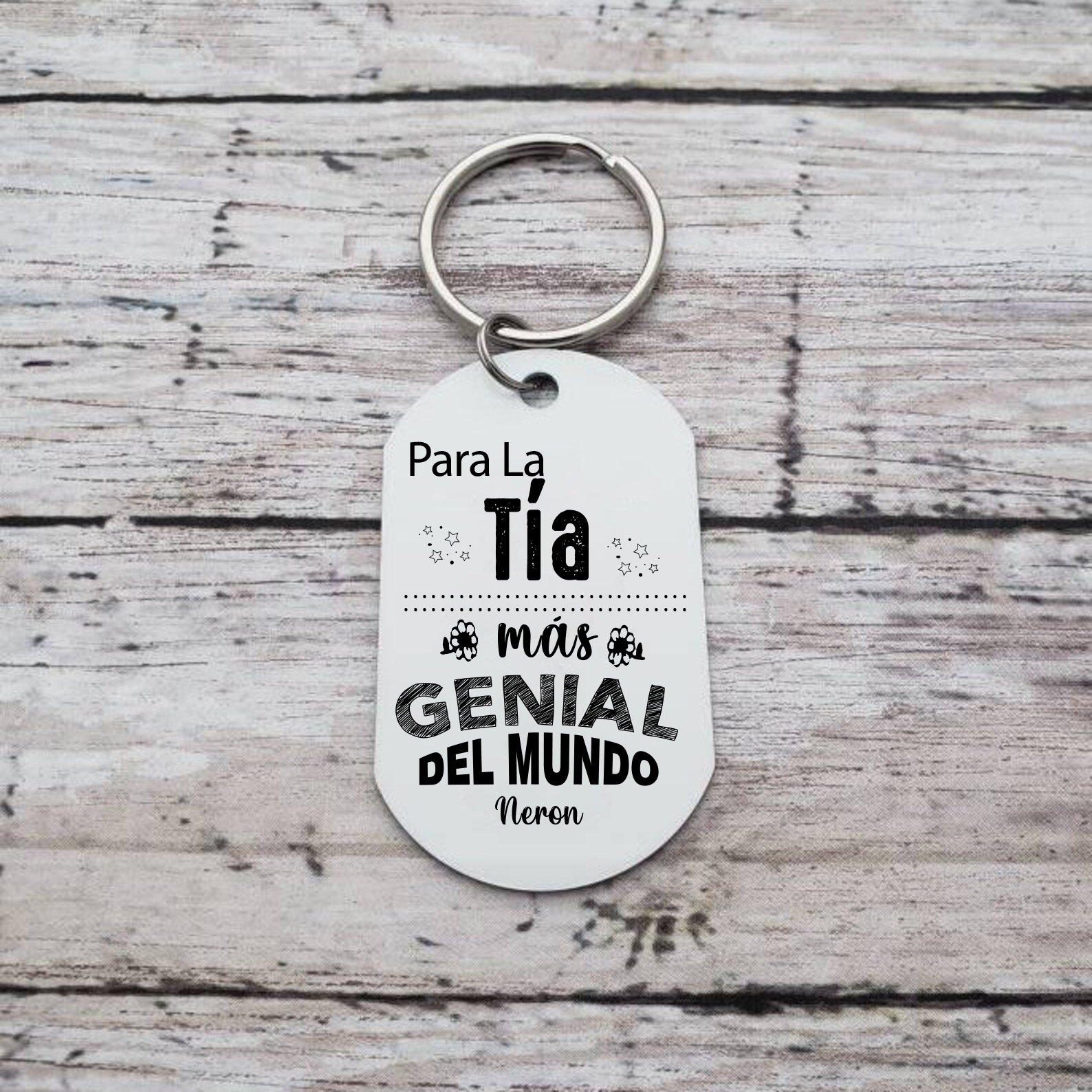 Portachiavi Per Zia – Regalo Per La Festa Della Mamma, Compleanno – In Acciaio Inox, Con Sacchetto In Flanella
