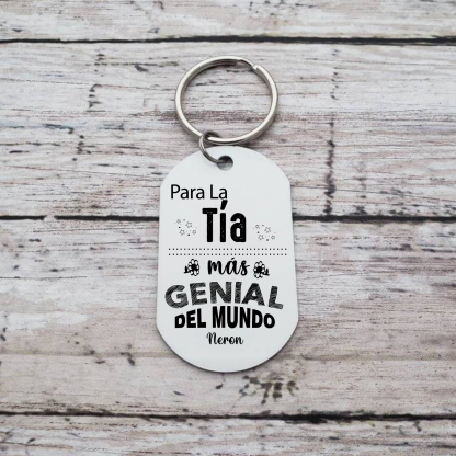 A mi tía - Llavero PARA LA TÍA MÁS GENIAL DEL MUNDO 1 nombre personalizado-Jessemade ES