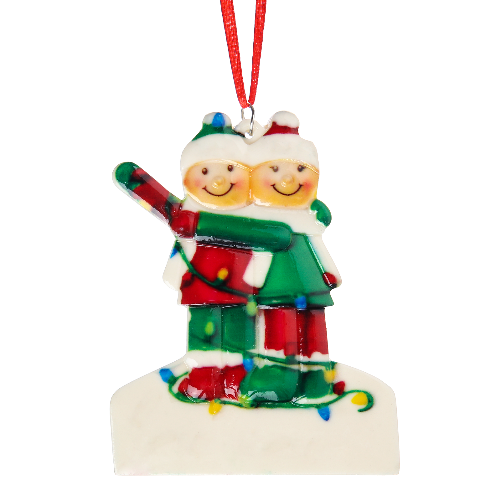 Navidad-Ornamento muñecos navideño de resina 1 texto y 2 nombres personalizados adorno del árbol