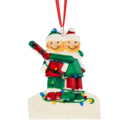 Navidad-Ornamento muñecos navideño de resina 1 texto y 2 nombres personalizados adorno del árbol