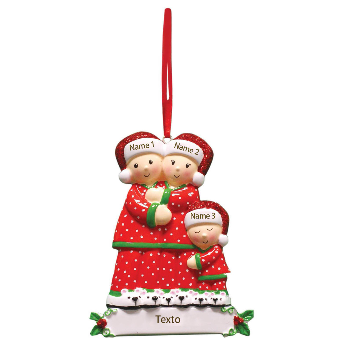 Muñecos Adornos Navideños 3 Nombres con Texto Personalizados