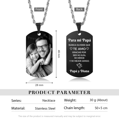 A MI PAPÁ-Collar de placa personalizada con texto y foto-Jessemade ES